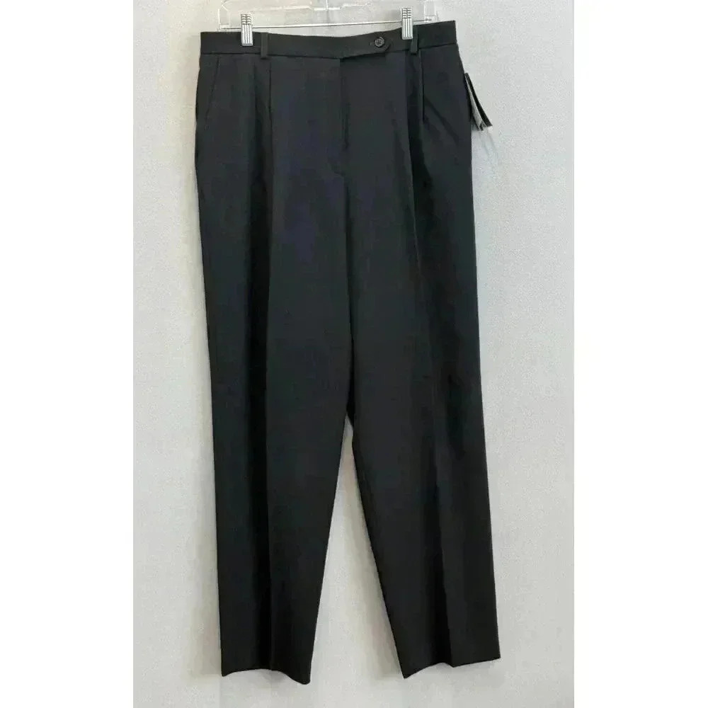 KGR Collection‎ Women's Sz 16 Black 100% Wool Pleated Front Slacks Dress Pants